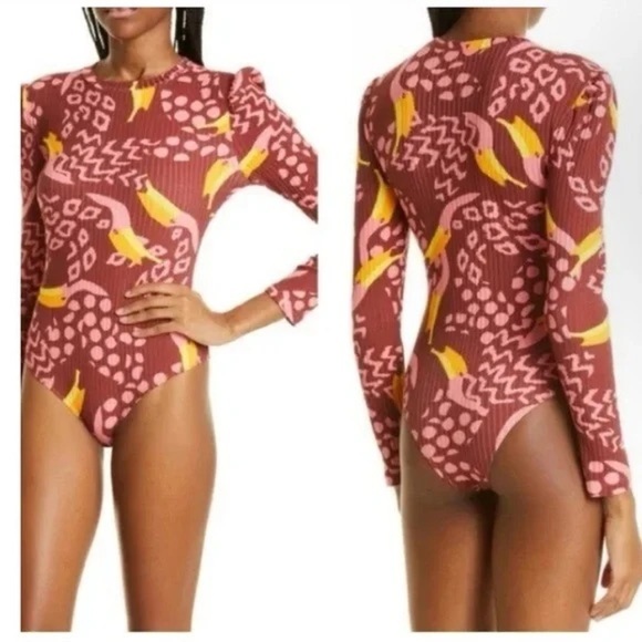 Farm Rio Women's Medium Toucanissimo Toucan Bird Bodysuit Vacation Tropical - Picture 1 of 16